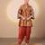 Rust orange embroidered tissue kurta set