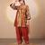Rust orange embroidered tissue kurta set