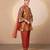 Rust orange embroidered tissue kurta set