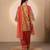 Rust orange embroidered tissue kurta set