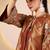 Rust orange embroidered tissue kurta set