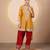 Mustard yellow embroidered crushed tissue kurta set