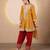 Mustard yellow embroidered crushed tissue kurta set