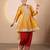 Mustard yellow embroidered crushed tissue kurta set
