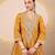 Mustard yellow embroidered crushed tissue kurta set