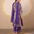 Purple embroidered tissue kurta set