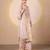 Golden beige pink embroidered chanderi kurta set