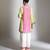 Lime green and pink embroidered tissue kurta set
