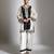 Black and ivory embroidered tissue kurta set