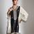 Black and ivory embroidered tissue kurta set