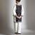 Black and ivory embroidered tissue kurta set