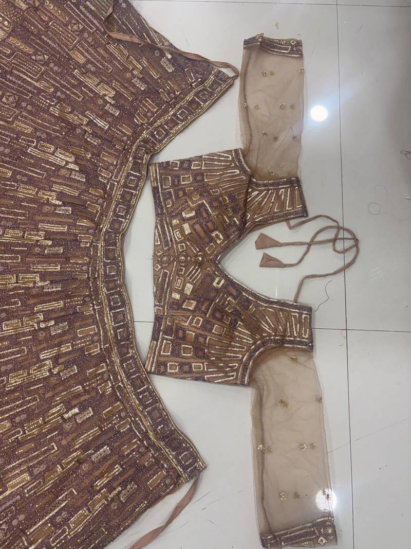 Dark Beige Color Embroidery,Sequins Work Butterfly Net Lehenga Choli