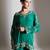 Emerald green embroidered crepe co ord set