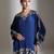 Blue embroidered crepe co ord set