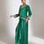 Emerald green embroidered crepe cross jacket skirt set
