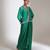 Emerald green embroidered crepe cross jacket skirt set