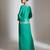 Emerald green embroidered crepe cross jacket skirt set