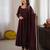 Dark brown mal chandri  party  embroidery wear  anarkali suit set