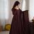 Dark brown mal chandri  party  embroidery wear  anarkali suit set