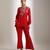 Red embroidered crepe co ord set