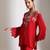 Red embroidered crepe co ord set
