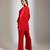 Red embroidered crepe co ord set