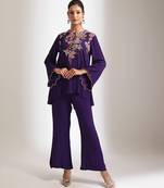 Purple embroidered crepe co ord set