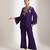 Purple embroidered crepe co ord set