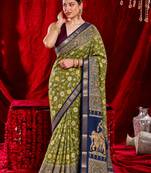 veda pure kalamkari kora saree hand embroidery