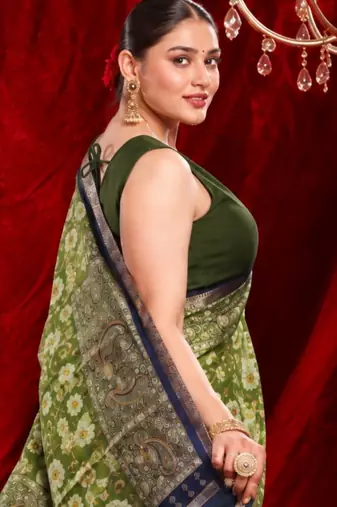 veda pure kalamkari kora saree hand embroidery