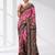 pink and black bangalore silk blend kantha stitch handwoven saree
