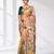 beige kantha stitch silk blend soft saree