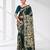 green kantha stitch silk blend soft saree