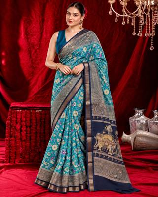 yashvi pure kalamkari kora saree hand embroidery 2
