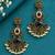 Gold oxidized black stone chandbali earrings