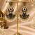 Gold oxidized black stone chandbali earrings