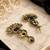 Gold oxidized black stone chandbali earrings