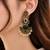 Gold oxidized black stone chandbali earrings