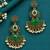 Gold oxidized green stone chandbali earrings