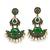 Gold oxidized green stone chandbali earrings