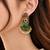 Gold oxidized green stone chandbali earrings