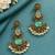 Gold oxidized mint stone chandbali earrings