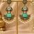 Gold oxidized mint stone chandbali earrings