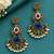 Gold oxidized multi stone chandbali earrings