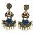 Gold oxidized multi stone chandbali earrings