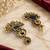 Gold oxidized multi stone chandbali earrings