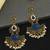 Gold oxidized navy blue stone chandbali earrings