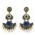 Gold oxidized navy blue stone chandbali earrings