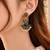 Gold oxidized navy blue stone chandbali earrings