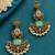 Gold oxidized pink green stone chandbali earrings